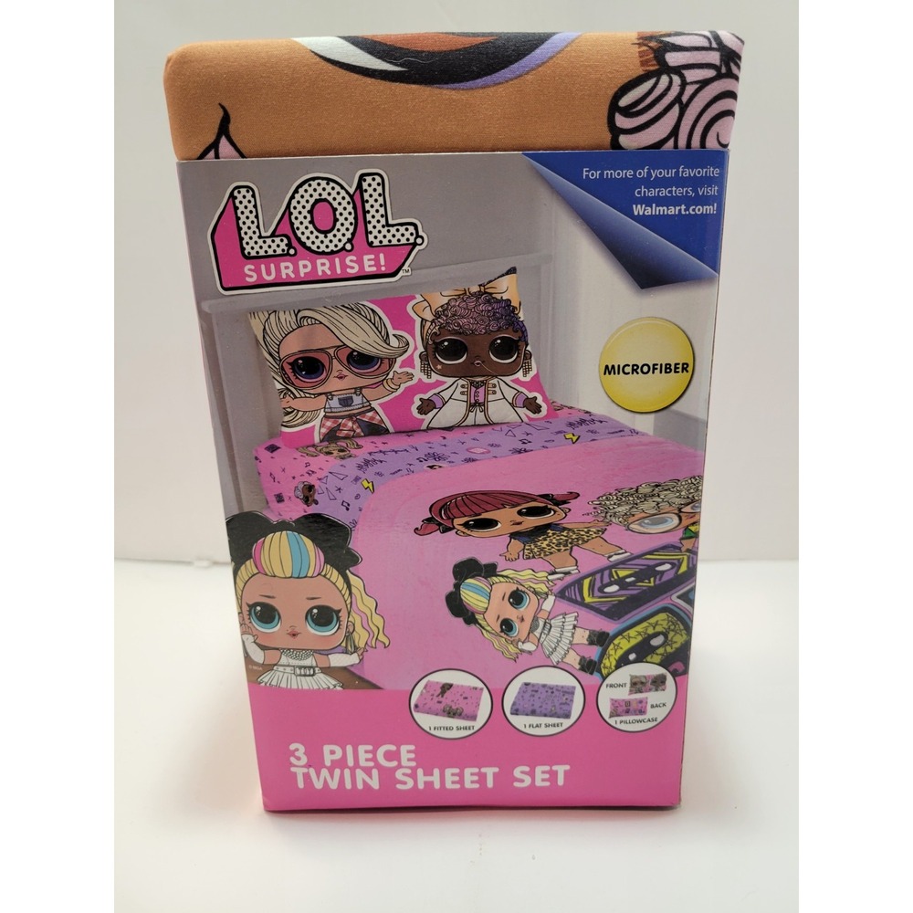 LOL Surprise 3 Pc Twin Sheet Set, 1 Fitted & flat Sheet, 1 Pillowcase Microfiber